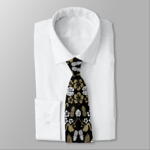 Gold Floral Tropical Gemustert Krawatte