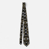 Gold Floral Tropical Gemustert Krawatte (Rückseite)