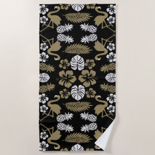 Gold Floral Tropical Gemustert Strandtuch