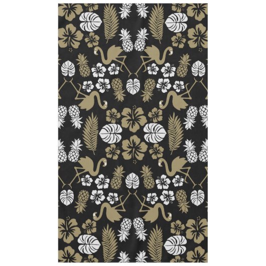 Gold Floral Tropical Gemustert Tischdecke (Vorderseite)