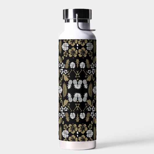 Gold Floral Tropical Gemustert Trinkflasche (Links)