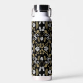 Gold Floral Tropical Gemustert Trinkflasche (Vorne)