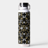 Gold Floral Tropical Gemustert Trinkflasche (Rückseite)