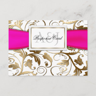 Gold Floral UAWG mit Fuchsia Bow RSVP Karte