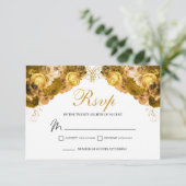 Gold Floral UAWG Umschließungskarte RSVP Karte (Stehend Vorderseite)