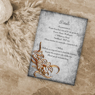 Gold Floral und antikes Parchment Rustikale Hochze Begleitkarte