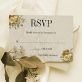Gold Floral und Cream Damask Boho Wedding RSVP Karte