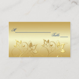 Gold Floral und Royal Blue Placecards Platzkarte