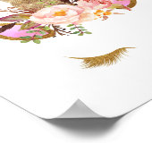 Gold Floral Unicorage Kinderzimmer Print Poster (Ecke)