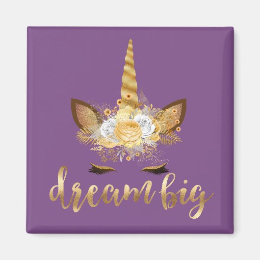 Gold Floral Unicorn Magnet (Vorne)