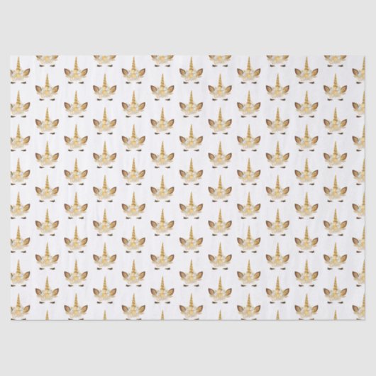 Gold Floral Unicorn Seidenpapier (Vorderseite)
