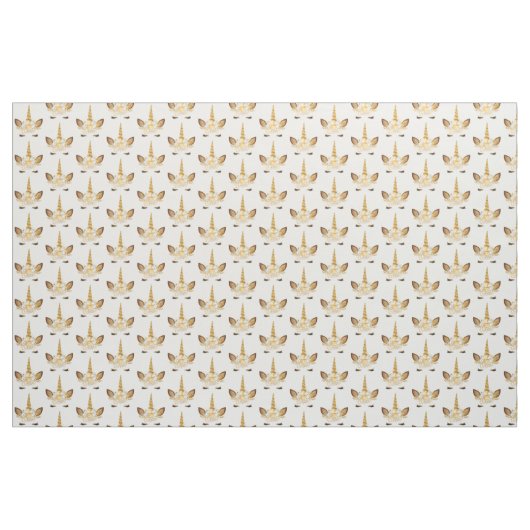 Gold Floral Unicorn Stoff (Yard (91,4 cm))