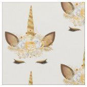 Gold Floral Unicorn Stoff (Nahaufnahme)