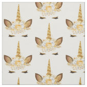 Gold Floral Unicorn Stoff (Muster)
