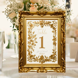 Gold Floral Vintag Tischnummer Card