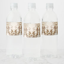 Gold Floral Water Bottle Label