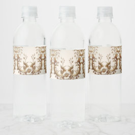 Gold Floral Water Bottle Label Wasserflaschenetikett