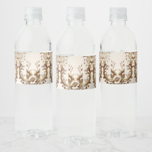 Gold Floral Water Bottle Label Wasserflaschenetikett (Flaschen)