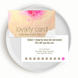 Gold Floral Watercolor 10 Punch Salon Loyalty Card Treuekarte