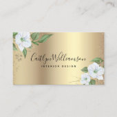 Gold Floral Watercolor Stilvolle Schwarze Schrift Visitenkarte (Vorderseite)