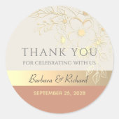 Gold Floral Wedding Danke Stickers (Vorderseite)