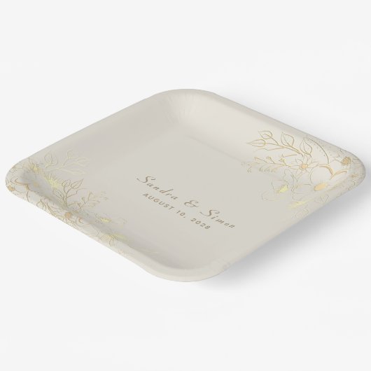 Gold Floral Wedding Paper Teller (Gewinkelt)