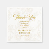 Gold Floral Wedding Party Danke Serviette (Vorderseite)