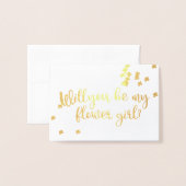 Gold Floral wird mein Blumenmädchen-Foto sein Folienkarte (Vorderseite mit Umschlag)