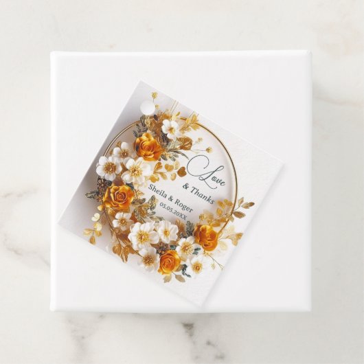 Gold Floral Wreath Vielen Dank für Ihre Hochzeit Geschenkanhänger (Beispiel)