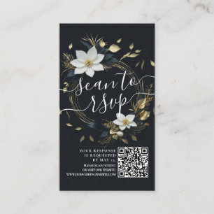 Gold Floral Wreath Wedding QR Code Website UAWG Begleitkarte