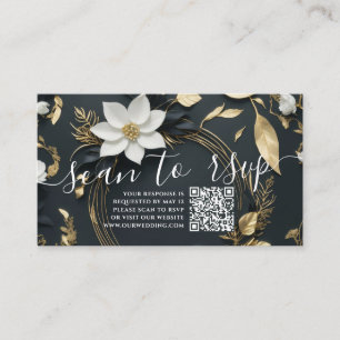 Gold Floral Wreath Wedding QR Code Website UAWG Begleitkarte