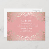 Gold Floral - Wunderland Garten Save the Date Ankündigungspostkarte (Vorne/Hinten)