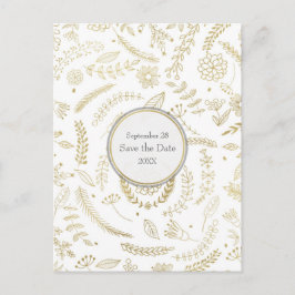 Gold florale Blätter Rustikale Hochzeiten speicher Ankündigungspostkarte