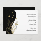 Gold florale Kurven Hochzeit Sichern Sie die Datum Save The Date (Vorne/Hinten)
