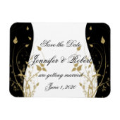 Gold florale kurvige Hochzeit Sichern Sie das Datu Magnet (Horizontal)