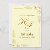 Gold florale Rahmen Elegantes Weißbuch Moderne Nik Einladung (Rückseite)