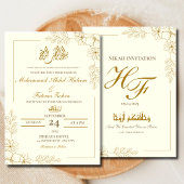 Gold florale Rahmen Elegantes Weißbuch Moderne Nik Einladung