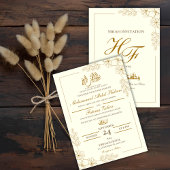 Gold florale Rahmen Elegantes Weißbuch Moderne Nik Einladung