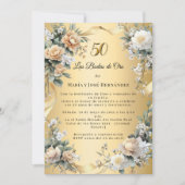 Gold Florals Invitación Bodas de Oro Einladung (Vorderseite)