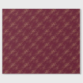 Gold Florals On Burgundy Wedding Geschenkpapier (Flach)