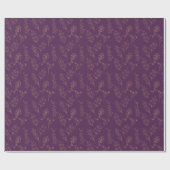 Gold Florals On Violet Wedding Wrapping Paper Geschenkpapier (Flach)