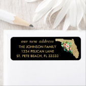 Gold Florida Map Floral Moving Rücksendeadresse (Insitu)