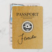 Gold Florida Passport Save the Date (Vorne/Hinten)