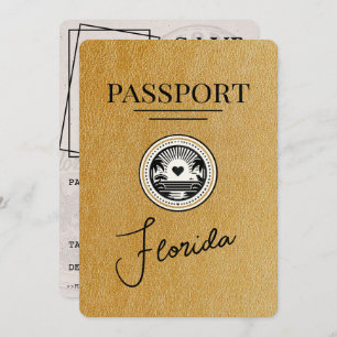 Gold Florida Passport Save the Date