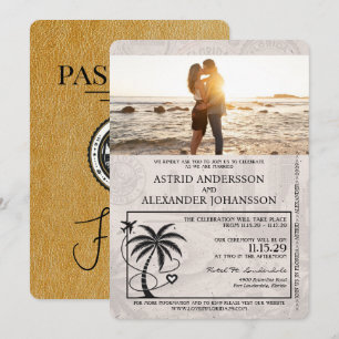 Gold Florida Reisepass Hochzeits-Einladung Einladung