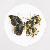 Gold Flower Butterfly with Black Orchid Etiketten (Design 2)