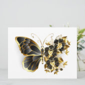 Gold Flower Butterfly with Black Orchid Karte (Stehend Vorderseite)