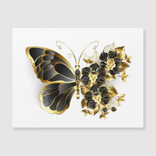 Gold Flower Butterfly with Black Orchid Magnetkarte