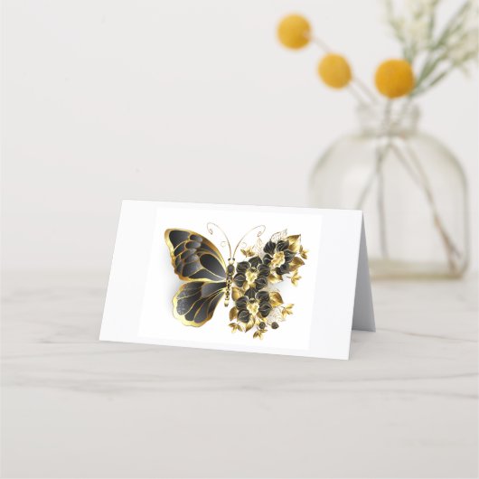 Gold Flower Butterfly with Black Orchid Treuekarte (Rückseite)