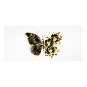 Gold Flower Butterfly with Black Orchid Werbekarte